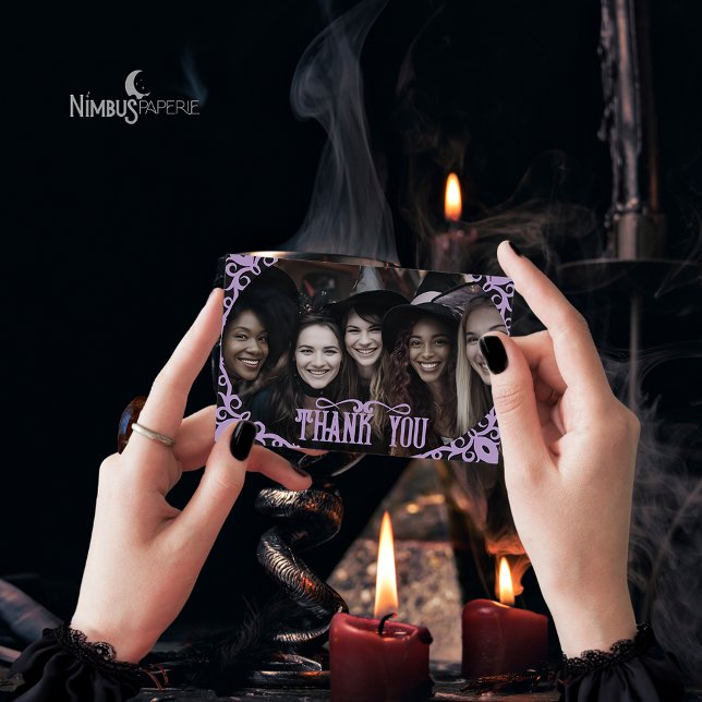 Cartão De Agradecimento Witchy Lavender Halloween Photo Thank You Card (Criador carregado)