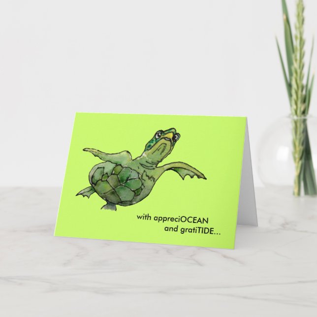 Cartão De Agradecimento With appreciOCEAN green sea turtle thank you card (Frente)