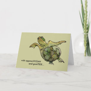 Cartão De Agradecimento With GratiTIDE tan green sea turtle thank you card
