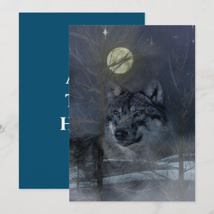Cartão De Agradecimento Wolf Spirit Moon Night