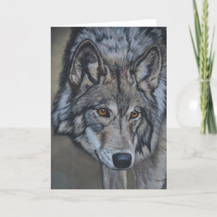 Cartão De Agradecimento Wolf Stare Wildlife Art Greeting Card
