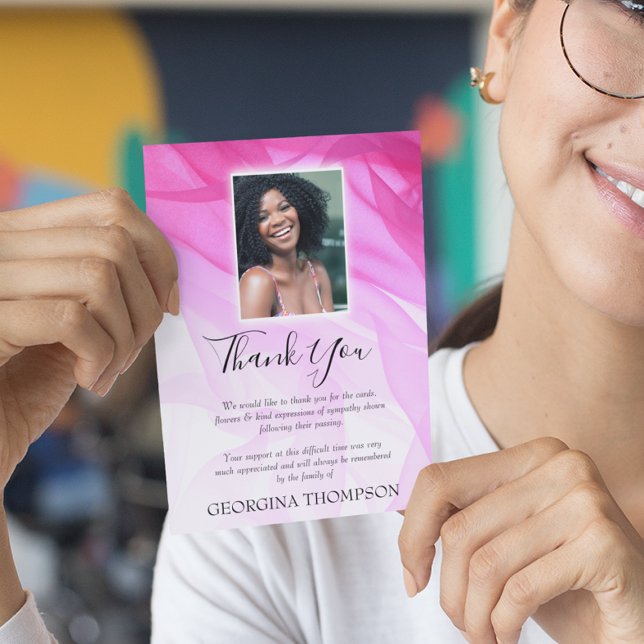 Cartão De Agradecimento Womens Pink Funeral (Criador carregado)