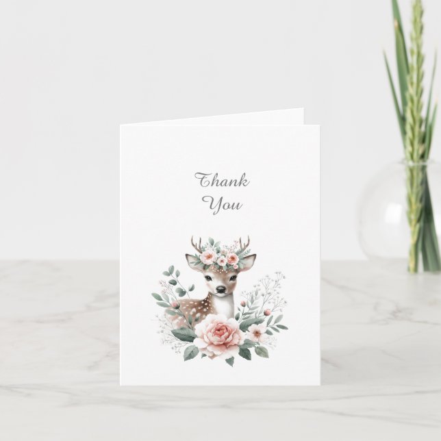 Cartão De Agradecimento Woodland Animal Baby Chá (Frente)