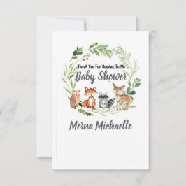 Cartão De Agradecimento woodland animal  baby shower invitation