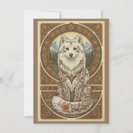 Cartão De Agradecimento Woodland Arctic Fox Nordic Folk Art Flat Thank You