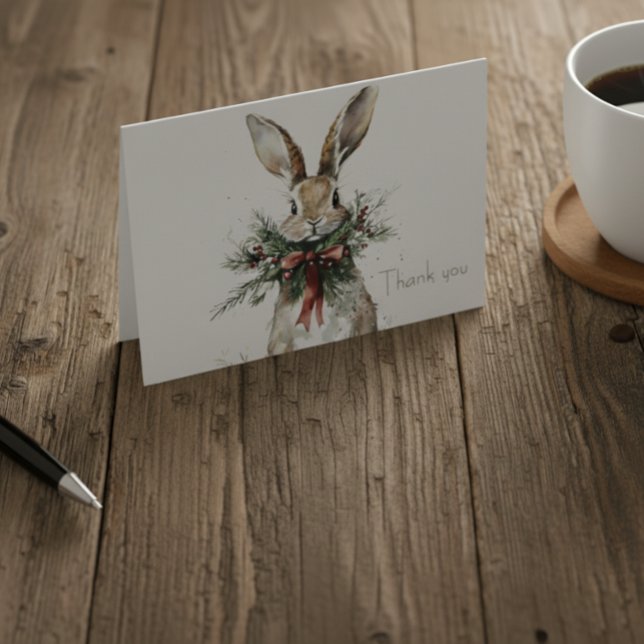Cartão De Agradecimento Woodland Bunny Christmas Thank You Card (Criador carregado)