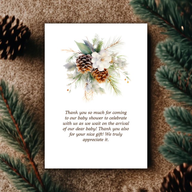 Cartão De Agradecimento Woodland Deer Animal Chá de fraldas Obrigado (Winter Deer Gender Neutral Baby Shower Thank You)