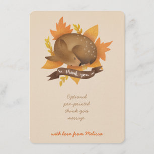 Cartão De Agradecimento Woodland Deer Fall Chá de fraldas Obrigado Cartõ