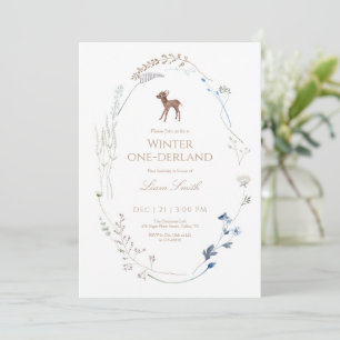Cartão De Agradecimento Woodland Deer Winter Onederland Birthday Invite