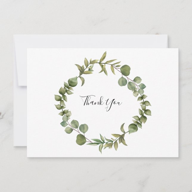 Cartão De Agradecimento Woodland Eucalyptus Greenerescente Obrigado (Frente)