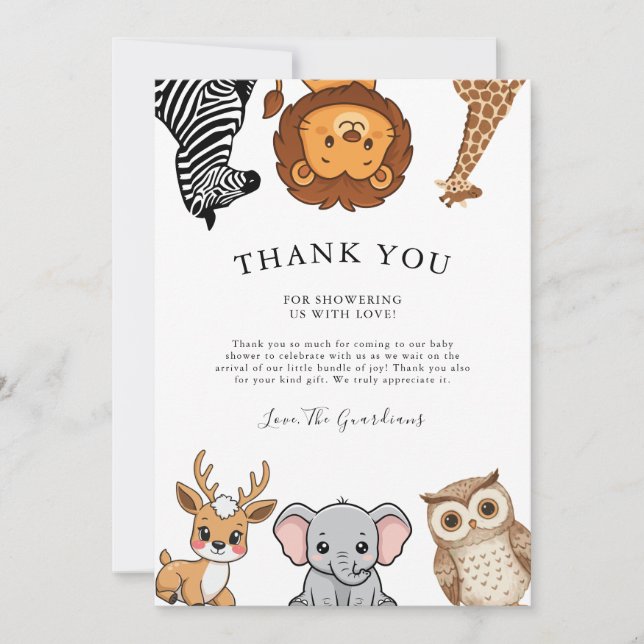 Cartão De Agradecimento Woodland Forest Animals Baby Shower (Frente)