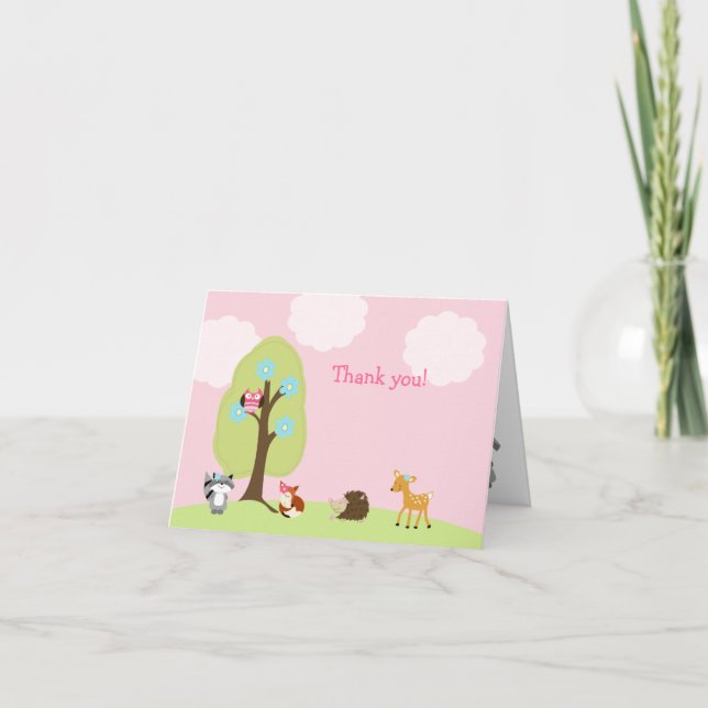 Cartão De Agradecimento Woodland Forest Friends Folded Thank you Note (Frente)