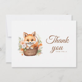 Cartão De Agradecimento Woodland Fox Watercolor Florals Flat