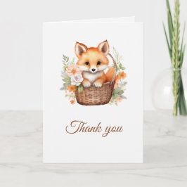 Cartão De Agradecimento Woodland Fox Watercolor Florals Folded