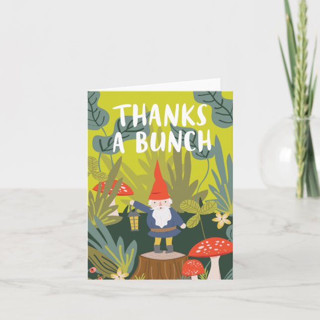 Cartão De Agradecimento Woodland Gnome Thank You Card (Frente)