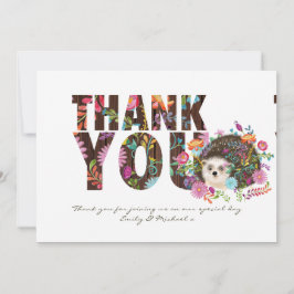 Cartão De Agradecimento Woodland Hedgehog Obrigado Flores