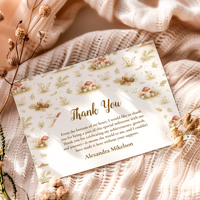 Cartão De Agradecimento Woodland Mushroom Wild One Birthday (Criador carregado)