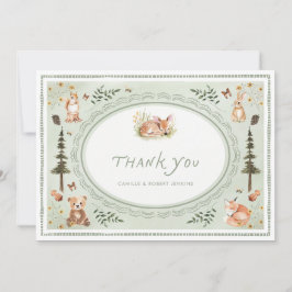 Cartão De Agradecimento Woodland Sage Green Baby Shower Thank you Card