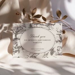 Cartão De Agradecimento Woodland Sketched Allover Print Baby Shower