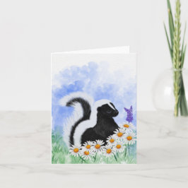 Cartão De Agradecimento Woodland Skunk in Daisy Meadow Small Greeting Card