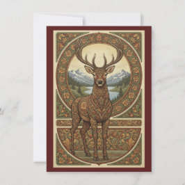Cartão De Agradecimento Woodland Stag Nordic Folk Art Flat Thank You
