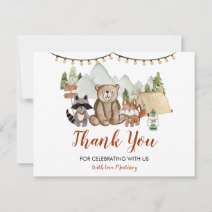 Cartão De Agradecimento Woodland Um Feliz Camper Primeiro Aniversário