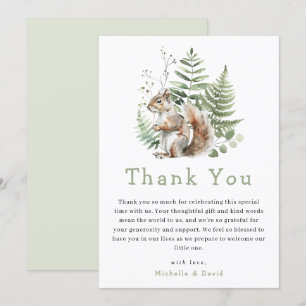 Cartão De Agradecimento Woodland Watercolor Chá de fraldas De Esquilo Obri