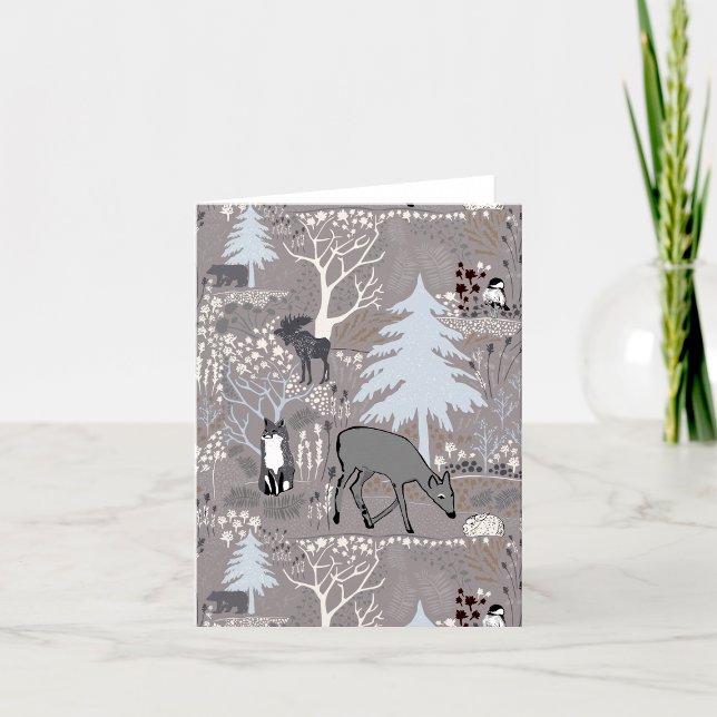Cartão De Agradecimento Woodland Willife Deer Fox Moose Saudação Ou Vazio (Woodland Wildlife Deer Fox Moose Greeting Or Blank Thank You Card by Jenn Steffen Art.)