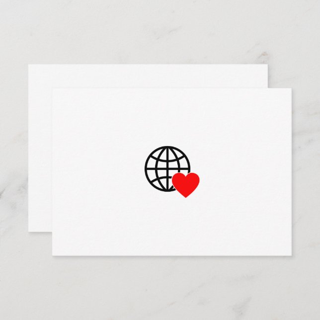 Cartão De Agradecimento World Love Globe Icon | Heart Earth Summer Design (Frente/Verso)