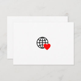 Cartão De Agradecimento World Love Globe Icon | Heart Earth Summer Design