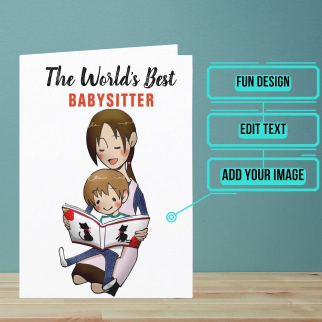 Cartão De Agradecimento World's Best Babysitter (Show your babysitter that you dearly appreciate her.)