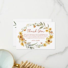 Cartão De Agradecimento Wreath Boho Chá de fraldas de flores selvagens