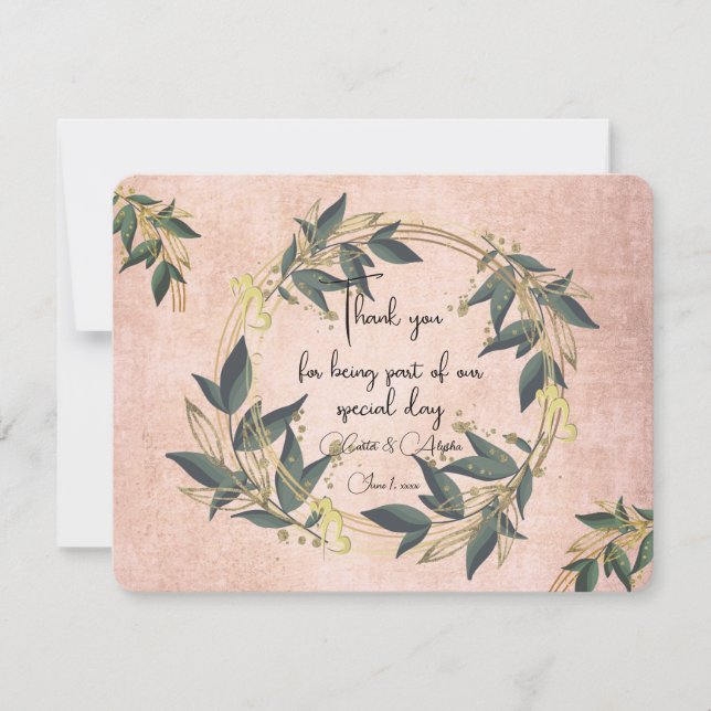 Cartão De Agradecimento Wreath Olive Personalizada (Frente)