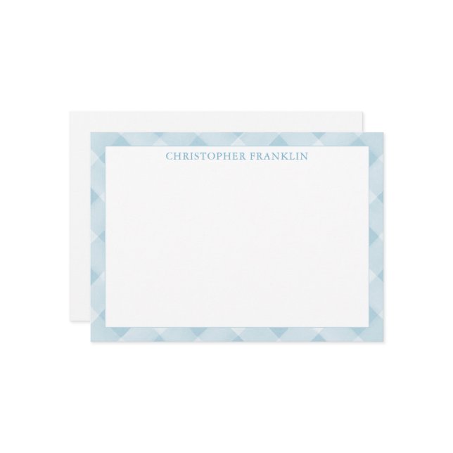 Cartão De Agradecimento Xadrez Azul Personalizada Novo Papel de Carta para (Frente/Verso In Situ)