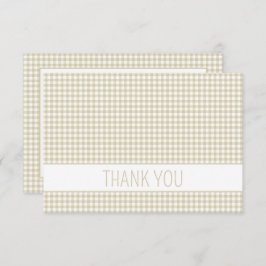 Cartão De Agradecimento Xadrez Beige e White Gingham Personalizada