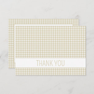 Cartão De Agradecimento Xadrez Beige e White Gingham Personalizada