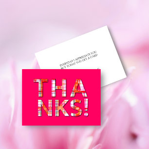 Cartão De Agradecimento Xadrez Escocês em Aquarela Rosa Padrão Obrigada