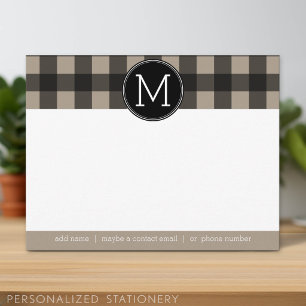Cartão De Agradecimento Xadrez russa Linen Black Buffalo Gingham Obrigado