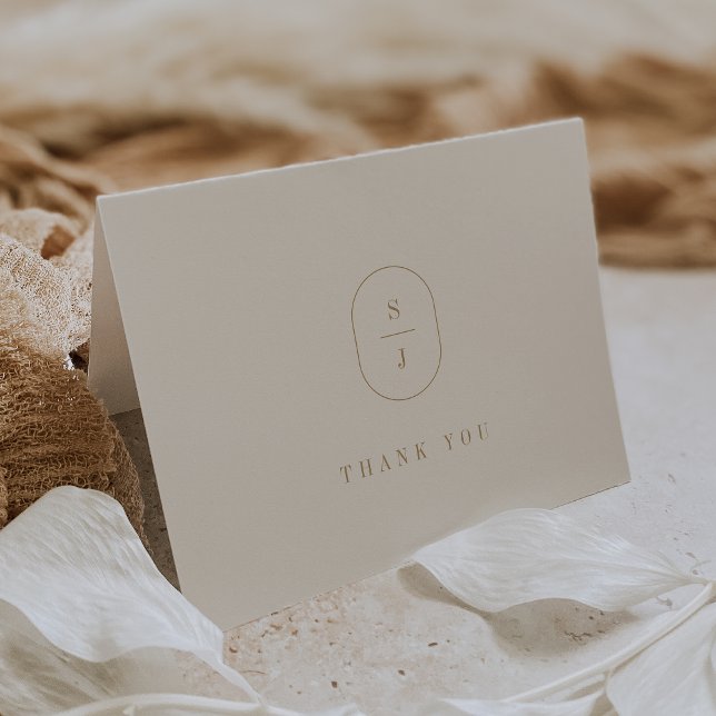 Cartão De Agradecimento XILAH Dobrou Casamento Simples De Creme Dourado Mi (SHYLAH Folded Minimalist Gold Cream Simple Wedding Thank You Card)
