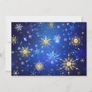Cartão De Agradecimento XMAS Blue Background with Golden Snowflakes