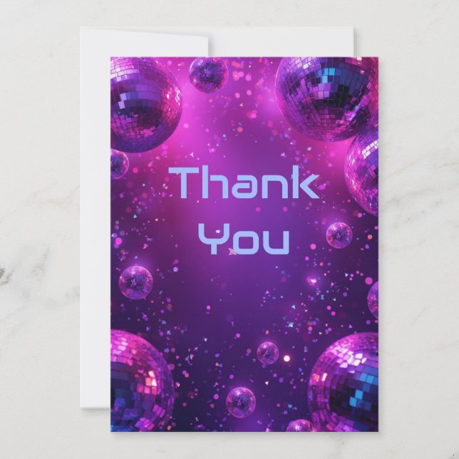 Cartão De Agradecimento Y2K Holographic Thank You Card | Neon Chrome NYE (Frente)