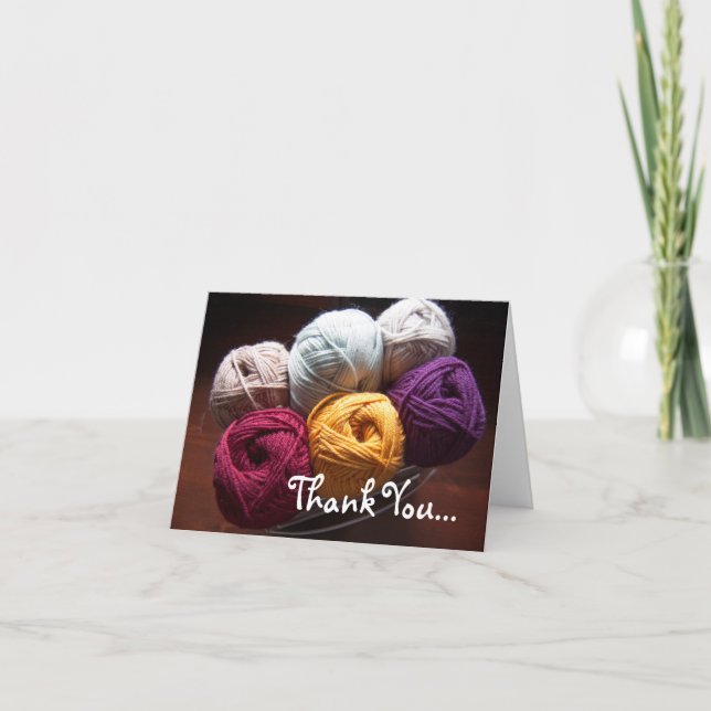Cartão De Agradecimento Yarn Thank You Card for Knitter Crocheter Maker (Frente)