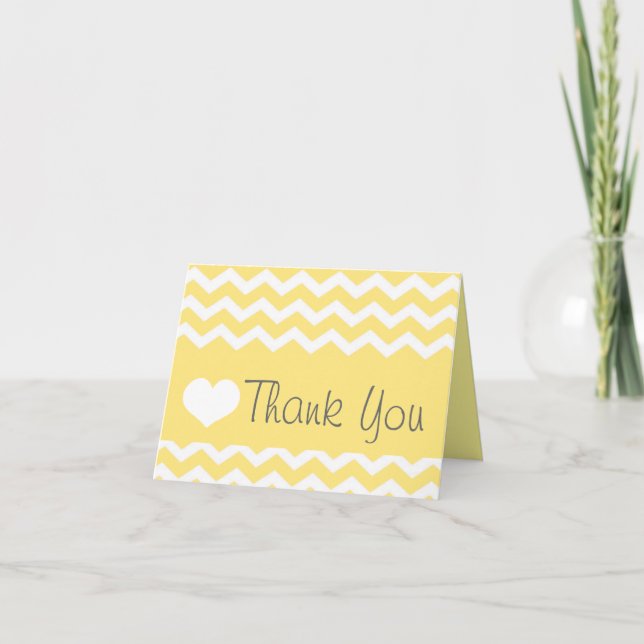 Cartão De Agradecimento Yellow Chevron Thank You Note (Frente)