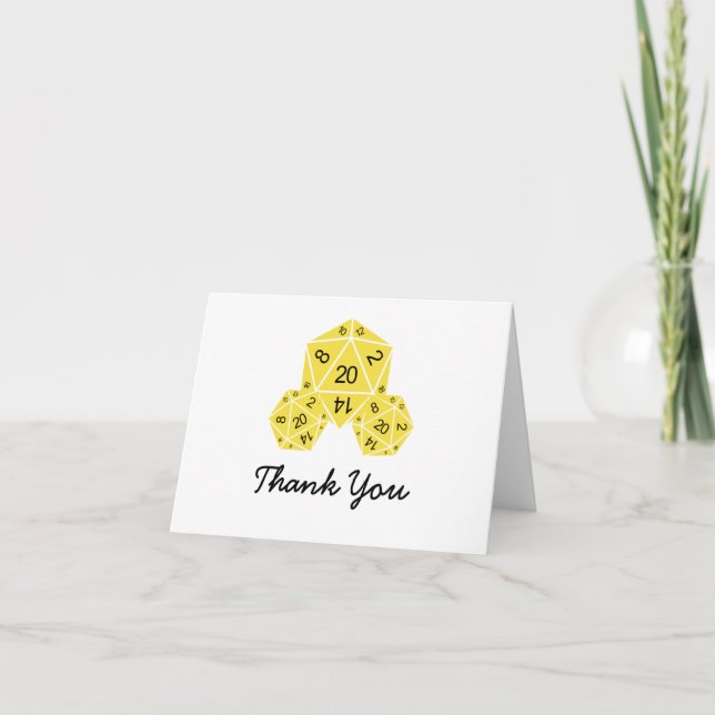 Cartão De Agradecimento Yellow D20 Dice Thank You Card (Frente)