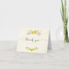 Cartão De Agradecimento Yellow Flowers Watercolor Thank You Card