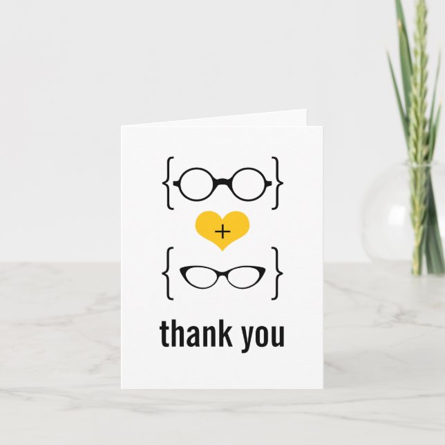 Cartão De Agradecimento Yellow Geeky Glasses Thank You Card (Frente)
