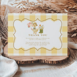 Cartão De Agradecimento  Yellow Gingham Silly Goose 1st Birthday