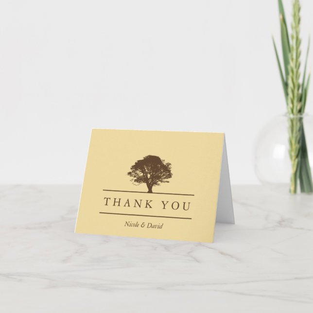 Cartão De Agradecimento Yellow oak tree personalized thank you note card (Frente)