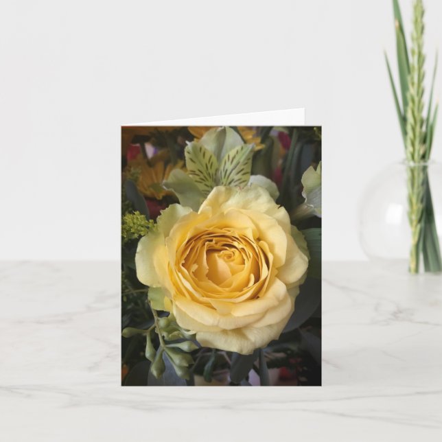 Cartão De Agradecimento Yellow Rose | Elegant Floral | Thank You (Frente)