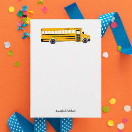 Cartão De Agradecimento Yellow School Bus Personal Stationery Flat Cards